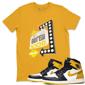 1s Yellow Ochre shirt to match jordans Retro Neon Sign sneaker tees Air Jordan 1 Yellow Ochre SNRT Sneaker Release Tees unisex cotton Gold 1 crew neck shirt