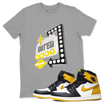 1s Yellow Ochre shirt to match jordans Retro Neon Sign sneaker tees Air Jordan 1 Yellow Ochre SNRT Sneaker Release Tees unisex cotton Heather Grey 1 crew neck shirt