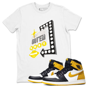 1s Yellow Ochre shirt to match jordans Retro Neon Sign sneaker tees Air Jordan 1 Yellow Ochre SNRT Sneaker Release Tees unisex cotton White 1 crew neck shirt
