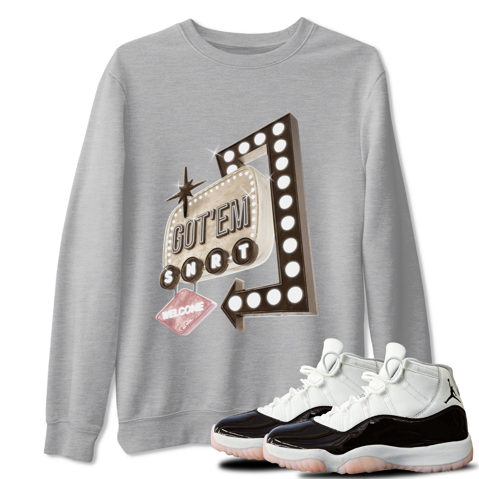 Air Jordan 11 Neapolitan shirt to match jordans Retro Neon Sign sneaker tees AJ11 Neapolitan SNRT Sneaker Release Tees Unisex Heather Grey 1 T-Shirt