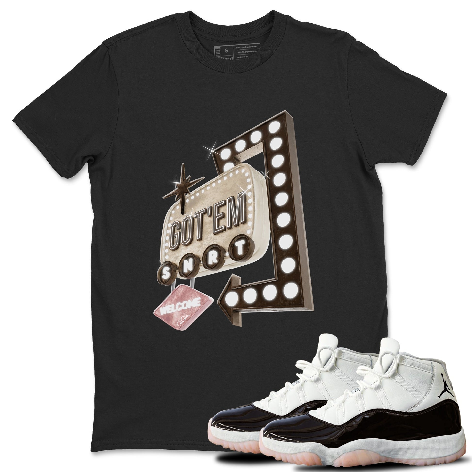 Air Jordan 11 Neapolitan shirt to match jordans Retro Neon Sign sneaker tees AJ11 Neapolitan SNRT Sneaker Release Tees Unisex Black 1 T-Shirt