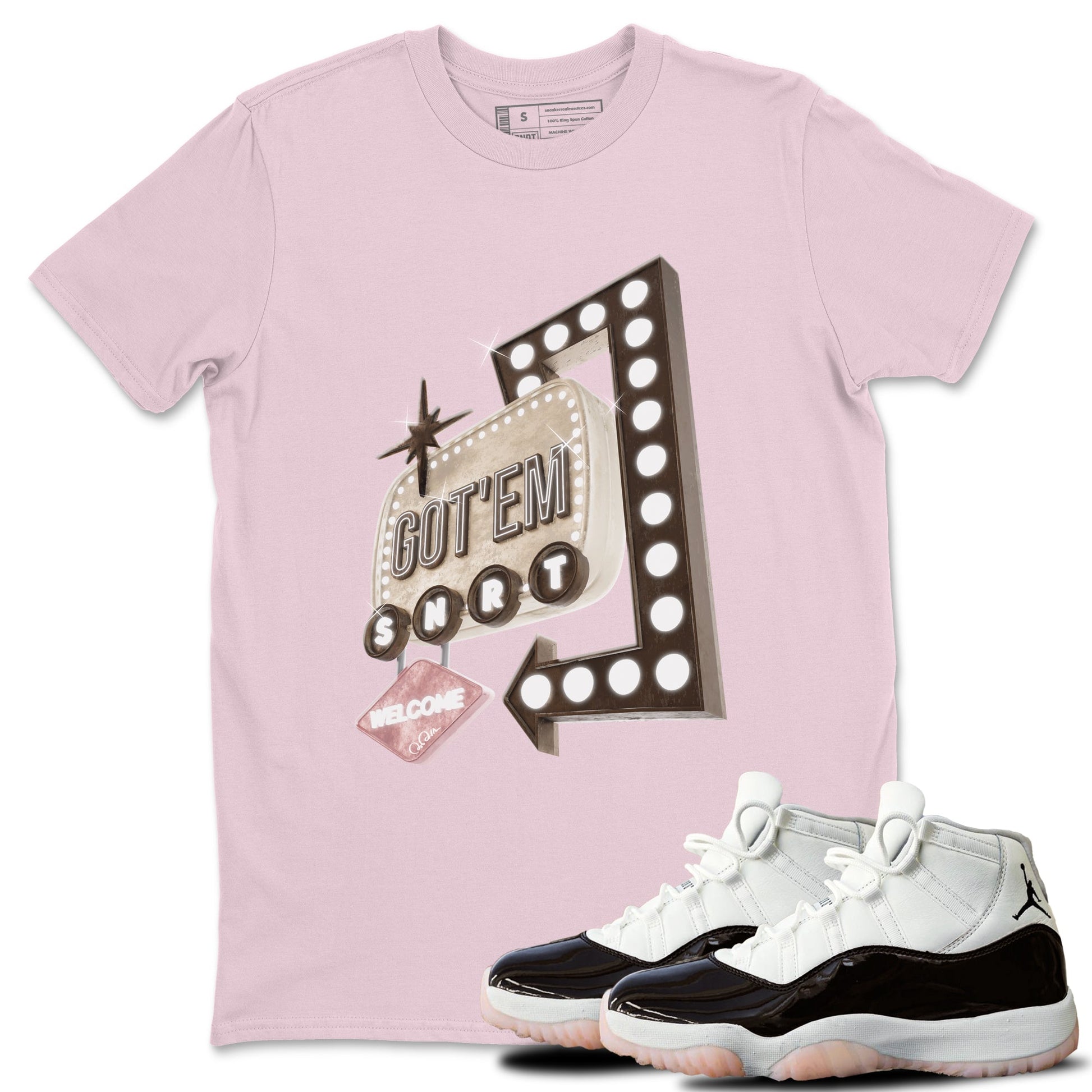 Air Jordan 11 Neapolitan shirt to match jordans Retro Neon Sign sneaker tees AJ11 Neapolitan SNRT Sneaker Release Tees Unisex Pink 1 T-Shirt