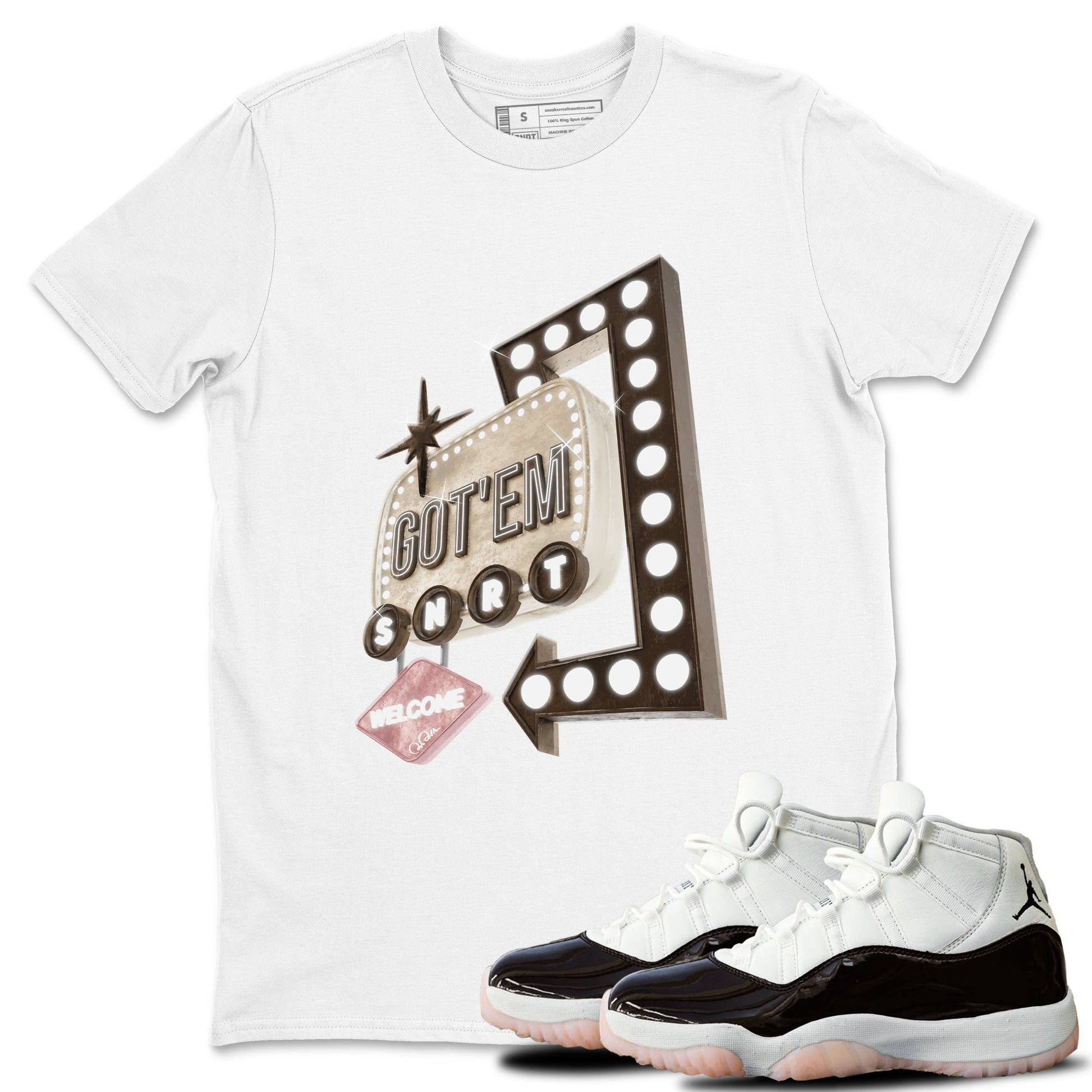 Air Jordan 11 Neapolitan shirt to match jordans Retro Neon Sign sneaker tees AJ11 Neapolitan SNRT Sneaker Release Tees Unisex White 1 T-Shirt