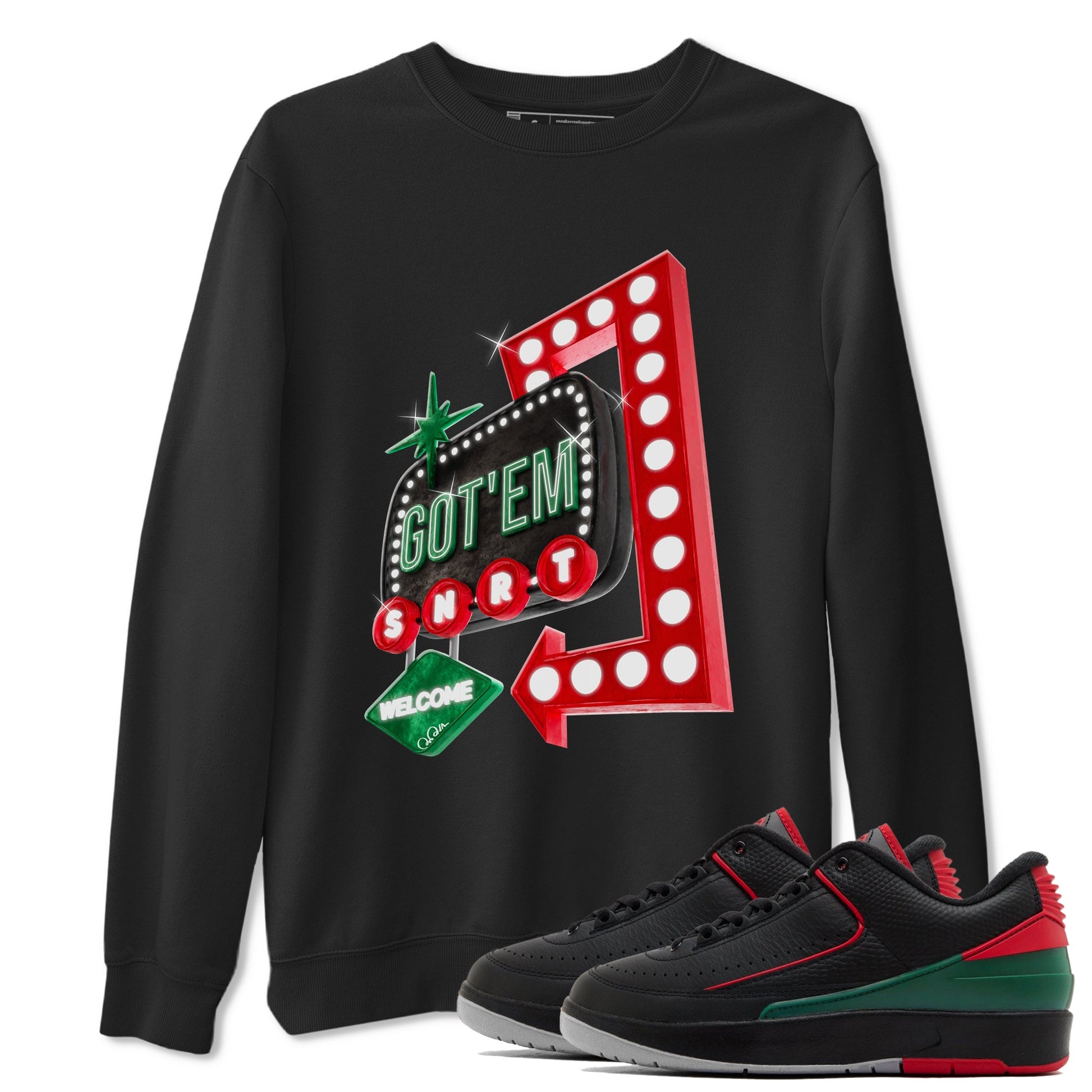2s Christmas X-mas gift shirt to match jordans Retro Neon Sign sneaker tees Air Jordan 2 Christmas SNRT Sneaker Release Tees Unisex Black 1 T-Shirt