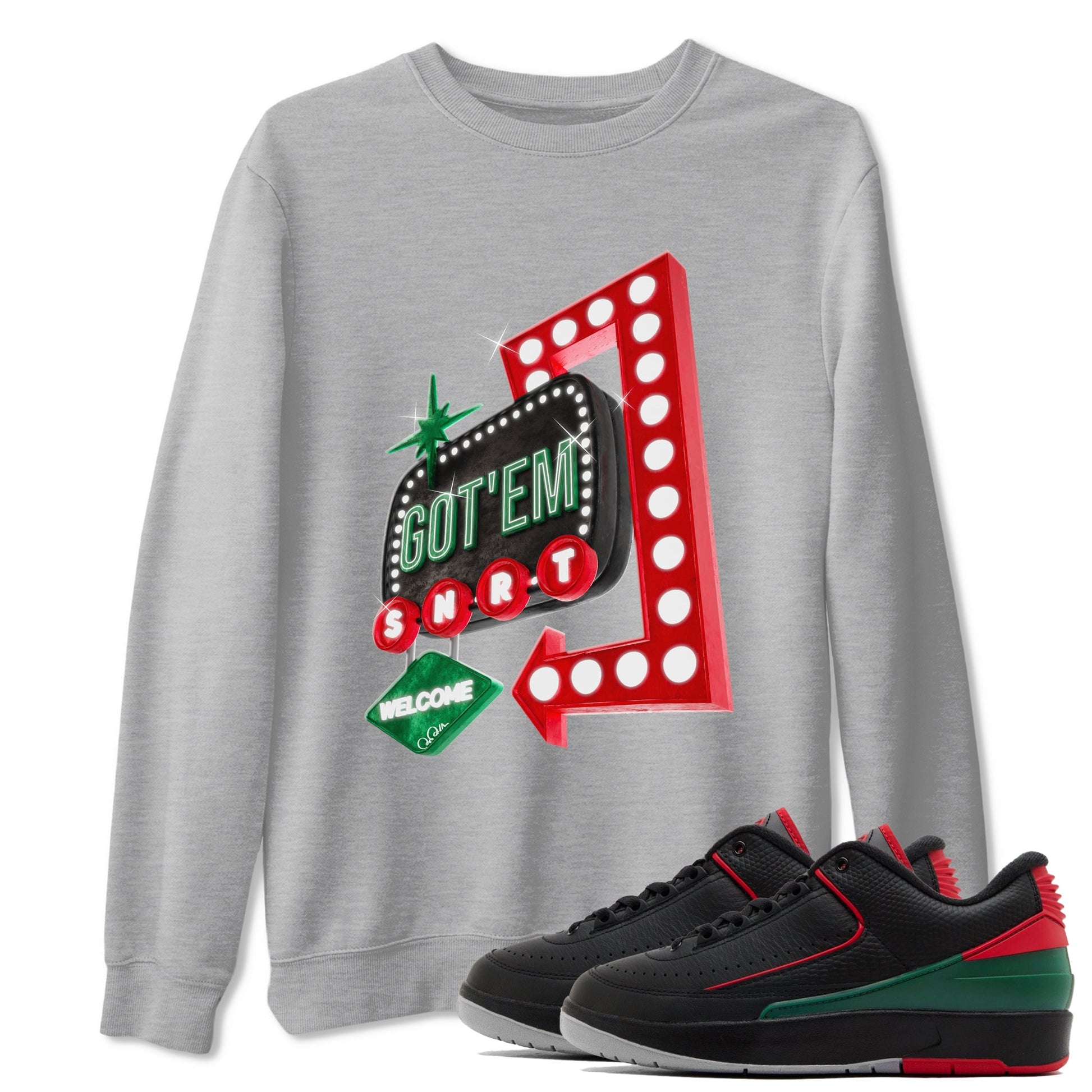 2s Christmas X-mas gift shirt to match jordans Retro Neon Sign sneaker tees Air Jordan 2 Christmas SNRT Sneaker Release Tees Unisex Heather Grey 1 T-Shirt