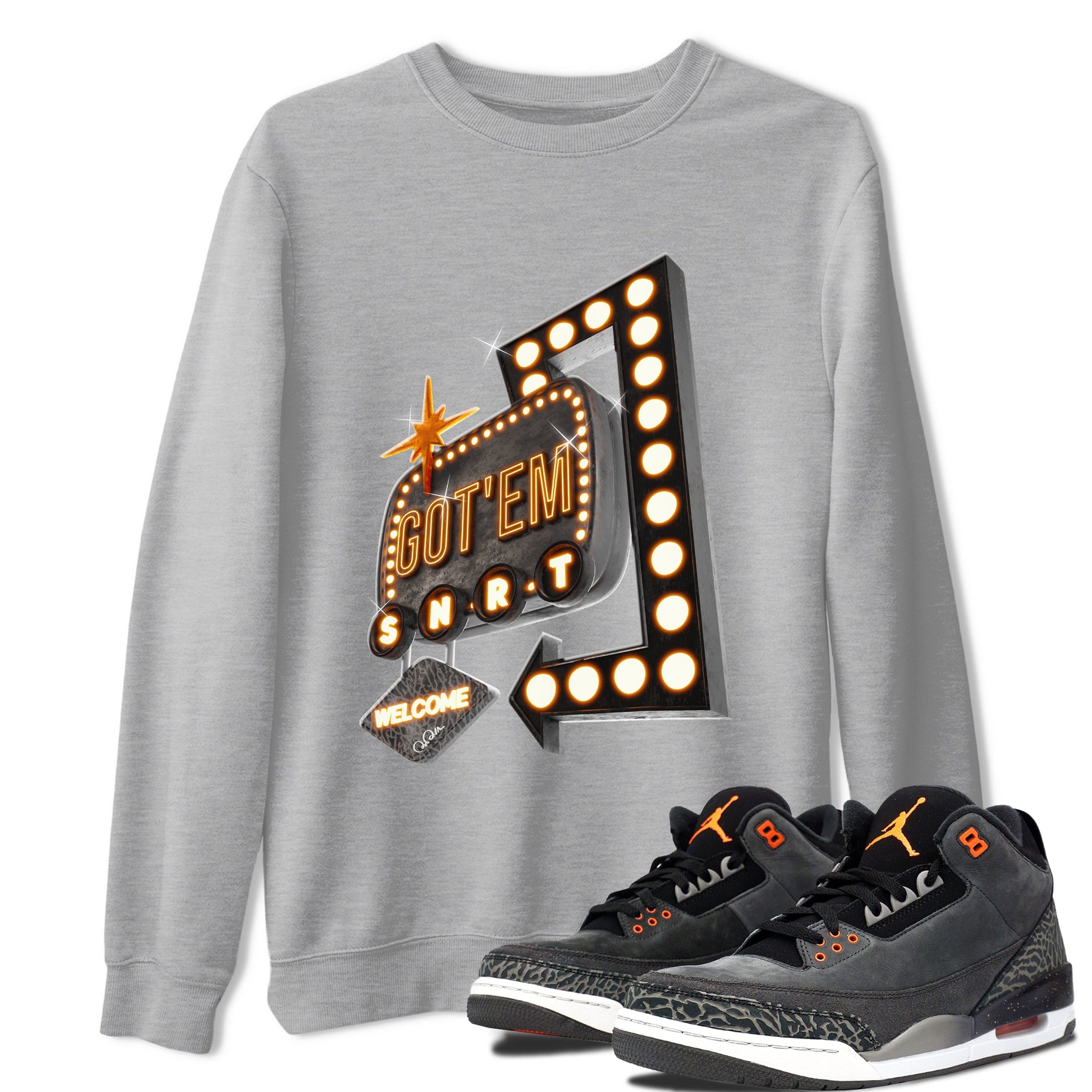 Air Jordan 3 Fear shirt to match jordans Retro Neon Sign sneaker tees AJ3 Fear SNRT Sneaker Release Tees Unisex Heather Grey 1 T-Shirt