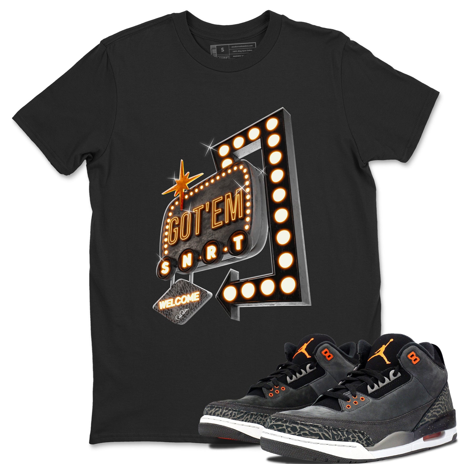 Air Jordan 3 Fear shirt to match jordans Retro Neon Sign sneaker tees AJ3 Fear SNRT Sneaker Release Tees Unisex Black 1 T-Shirt