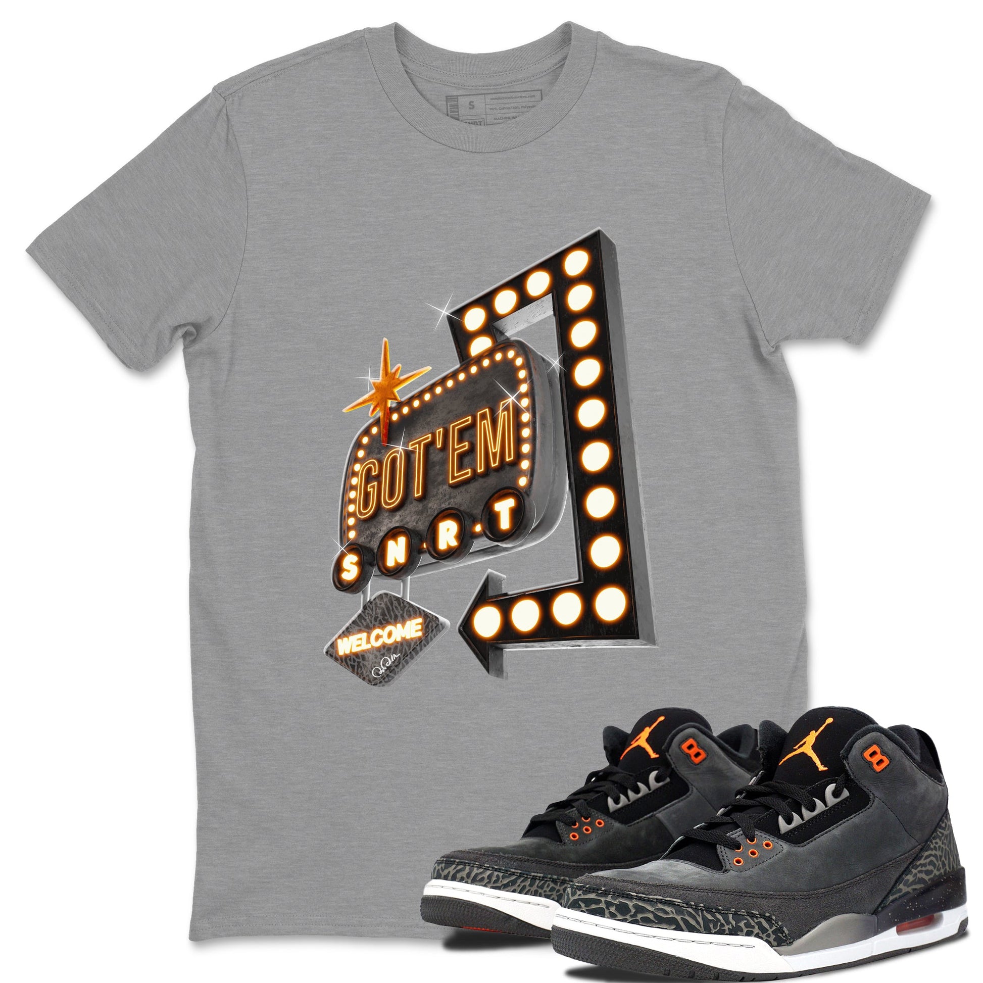 Air Jordan 3 Fear shirt to match jordans Retro Neon Sign sneaker tees AJ3 Fear SNRT Sneaker Release Tees Unisex Heather Grey 1 T-Shirt