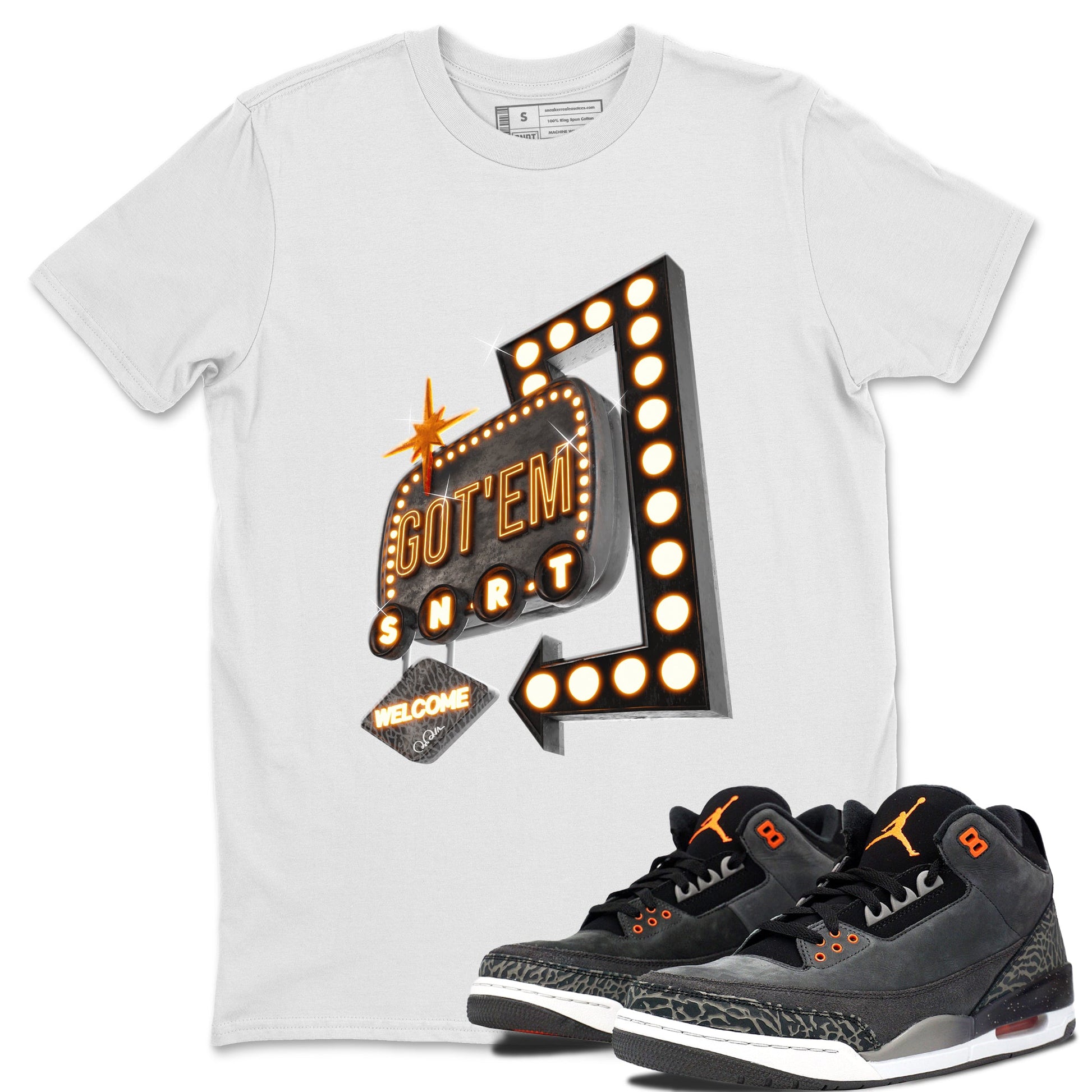Air Jordan 3 Fear shirt to match jordans Retro Neon Sign sneaker tees AJ3 Fear SNRT Sneaker Release Tees Unisex White 1 T-Shirt