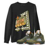 5s Olive shirt to match jordans Retro Neon Sign sneaker tees Air Jordan 5 Olive SNRT Sneaker Release Tees unisex cotton Black 1 crew neck shirt