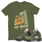 5s Olive shirt to match jordans Retro Neon Sign sneaker tees Air Jordan 5 Olive SNRT Sneaker Release Tees unisex cotton Military Green 1 crew neck shirt