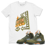 5s Olive shirt to match jordans Retro Neon Sign sneaker tees Air Jordan 5 Olive SNRT Sneaker Release Tees unisex cotton White 1 crew neck shirt