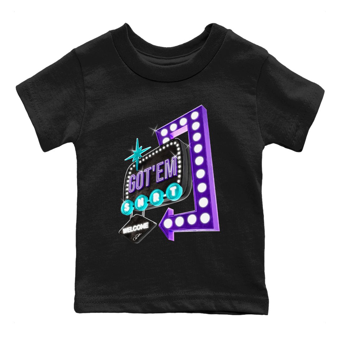 Air Jordan 6 Aqua shirt to match jordans Retro Neon Sign sneaker tees AJ6 Aqua SNRT Sneaker Release Tees Baby Toddler Black 2 T-Shirt