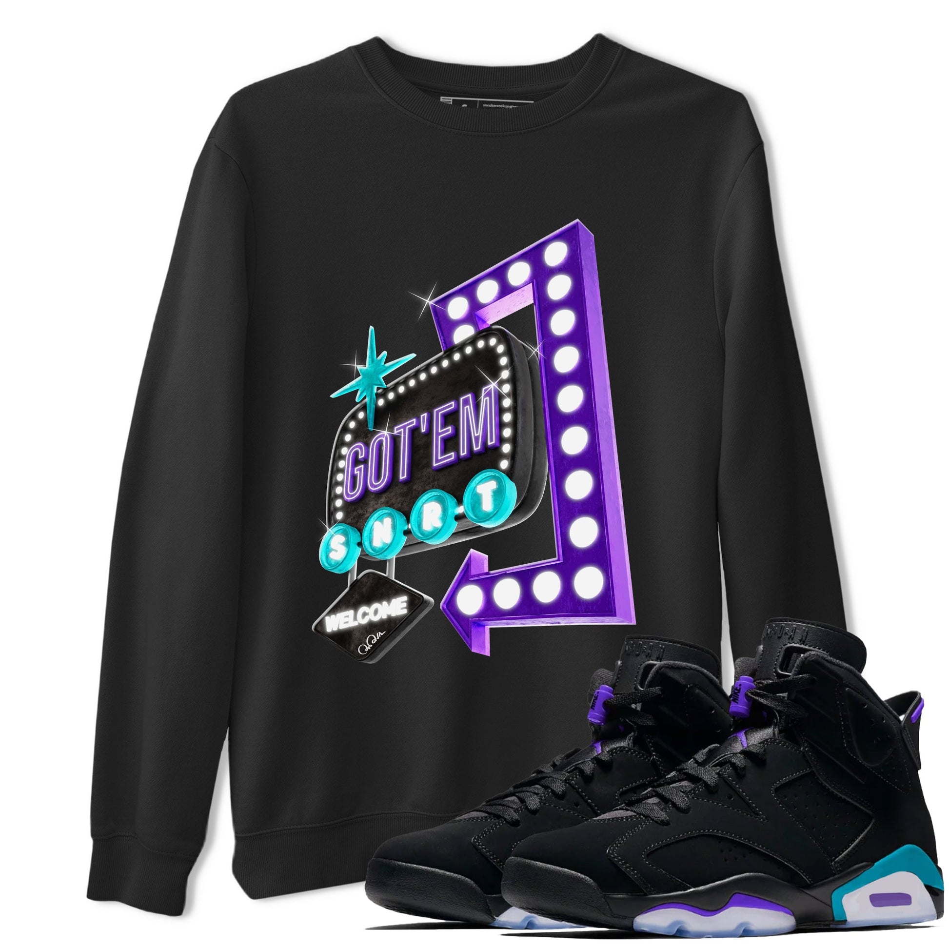 Air Jordan 6 Aqua shirt to match jordans Retro Neon Sign sneaker tees AJ6 Aqua SNRT Sneaker Release Tees Unisex Black 1 T-Shirt