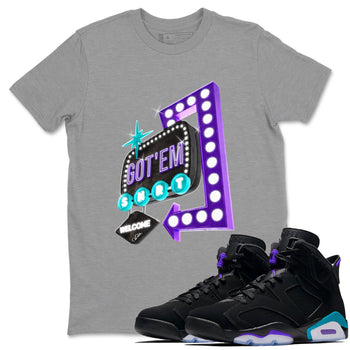 Air Jordan 6 Aqua shirt to match jordans Retro Neon Sign sneaker tees AJ6 Aqua SNRT Sneaker Release Tees Unisex Heather Grey 1 T-Shirt