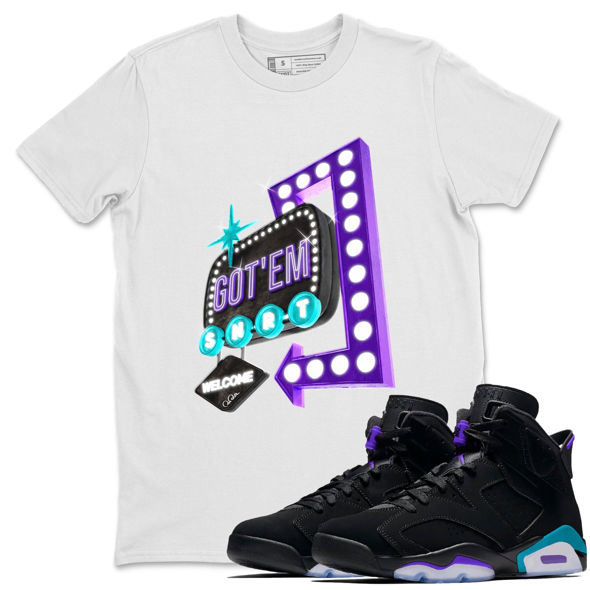 Air Jordan 6 Aqua shirt to match jordans Retro Neon Sign sneaker tees AJ6 Aqua SNRT Sneaker Release Tees Unisex White 1 T-Shirt