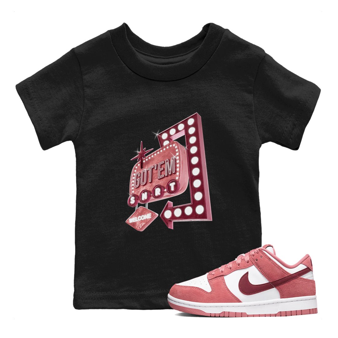 Dunk Valentines Day 2024 shirt to match jordans Retro Neon Sign sneaker tees Dunk Happy Valentines Day 2024 SNRT Sneaker Release Tees Baby Toddler Black 1 T-Shirt