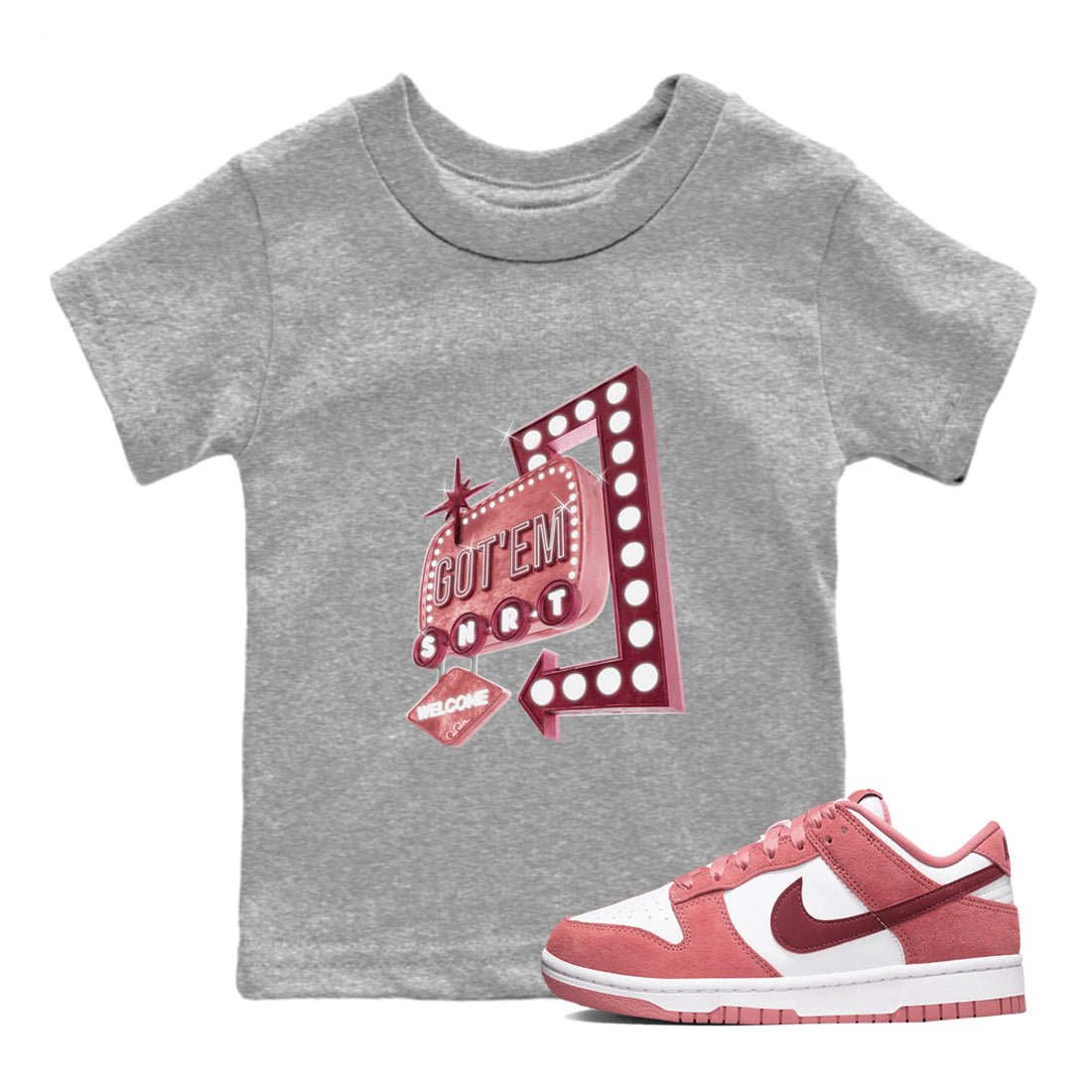 Dunk Valentines Day 2024 shirt to match jordans Retro Neon Sign sneaker tees Dunk Happy Valentines Day 2024 SNRT Sneaker Release Tees Baby Toddler Heather Grey 1 T-Shirt