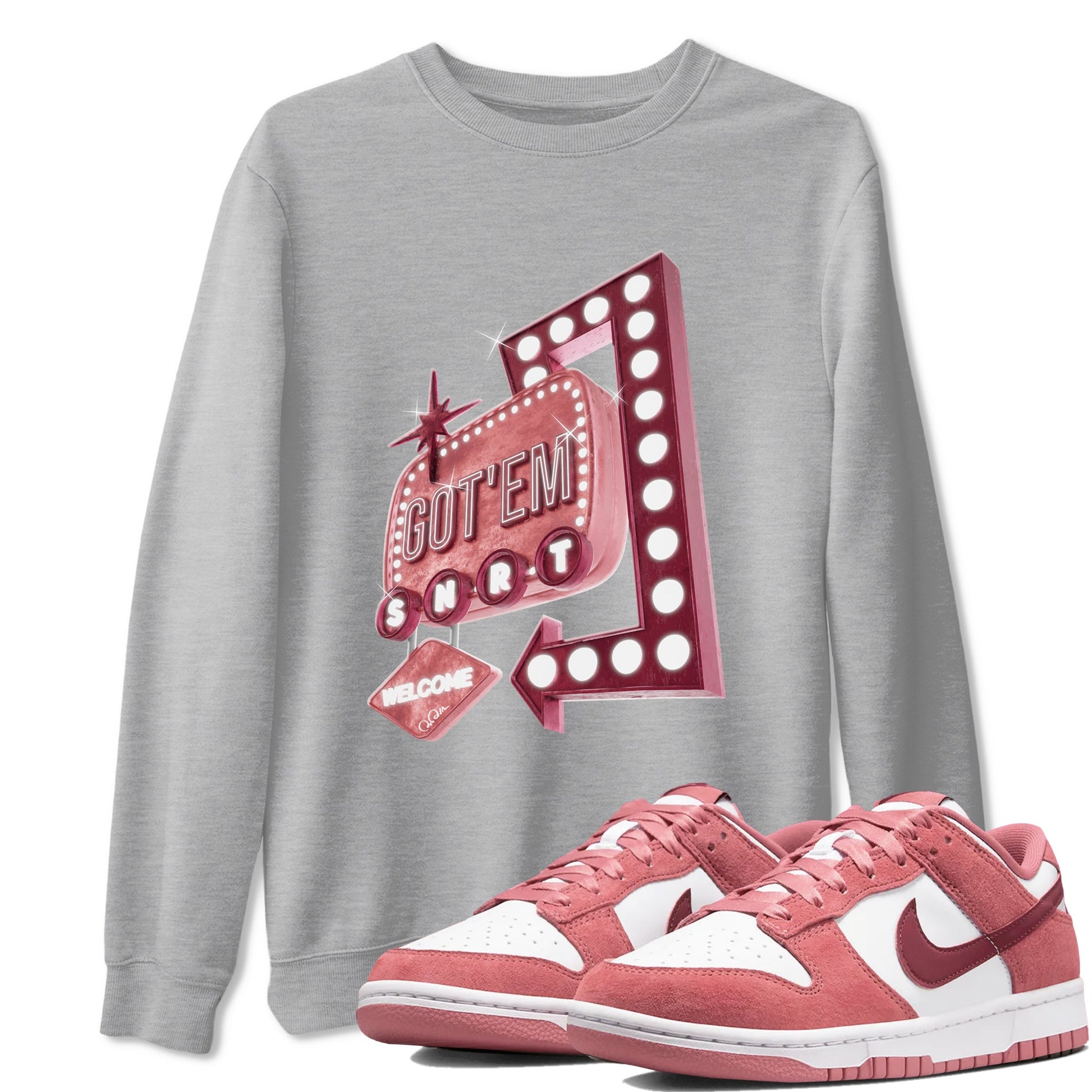 Dunk Valentines Day 2024 shirt to match jordans Retro Neon Sign sneaker tees Dunk Happy Valentines Day 2024 SNRT Sneaker Release Tees Unisex Heather Grey 1 T-Shirt