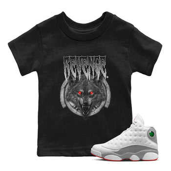 Air Jordan 13 Wolf Grey Sneaker Match Tees Revenge Wolf Sneaker Tees Air Jordan 13 Retro Wolf Grey T-Shirt Kids Shirts Black 1