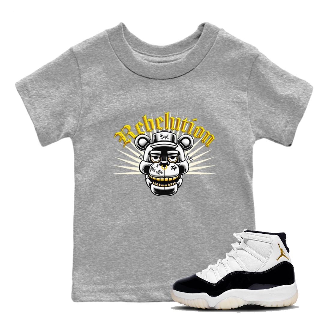 Air Jordan  11 Gratitude shirt to match jordans Revolution sneaker tees Air Jordan  11 Gratitude SNRT Sneaker Tees Sneaker Matching Shirt Baby Toddler Heather Grey 1 T-Shirt