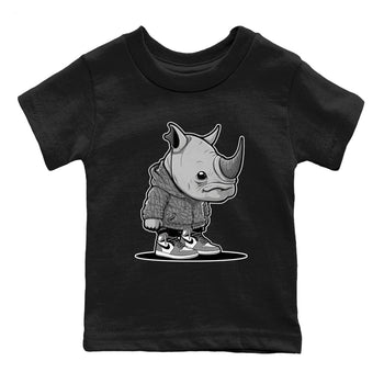 Air Jordan 1 White Cement Sneaker Match Tees Rhino Boy Sneaker Tees Air Jordan 1 White Cement Sneaker Release Tees Kids Shirts Black 2