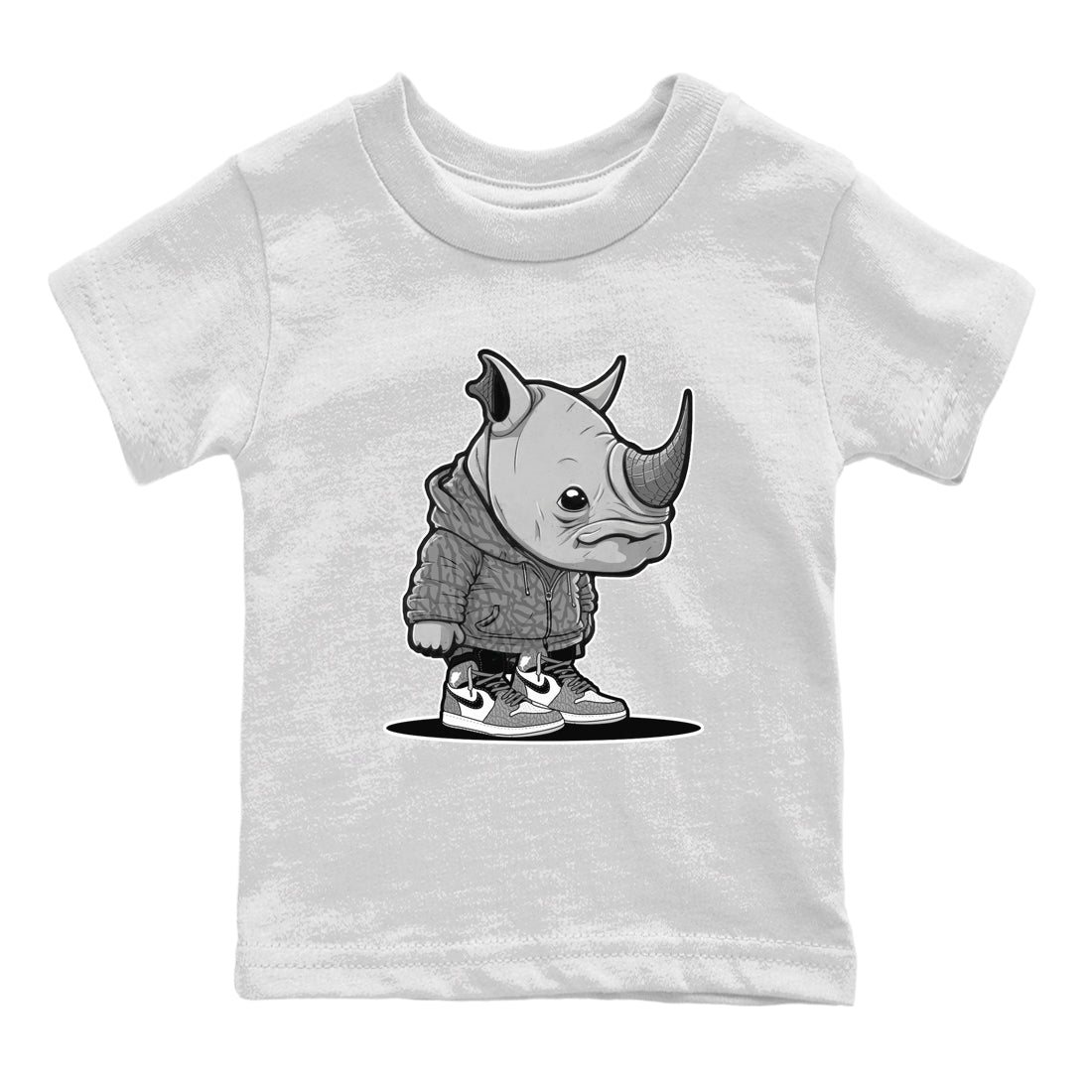 Air Jordan 1 White Cement Sneaker Match Tees Rhino Boy Sneaker Tees Air Jordan 1 White Cement Sneaker Release Tees Kids Shirts White 2