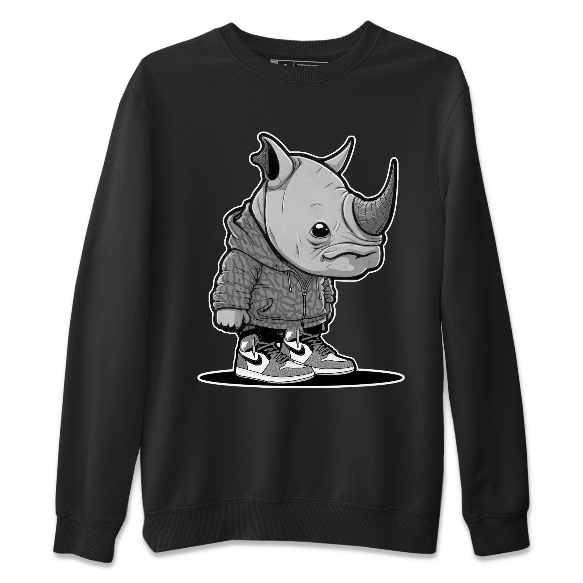 Air Jordan 1 White Cement Sneaker Match Tees Rhino Boy Sneaker Tees Air Jordan 1 White Cement Sneaker Release Tees Unisex Shirts Black 2