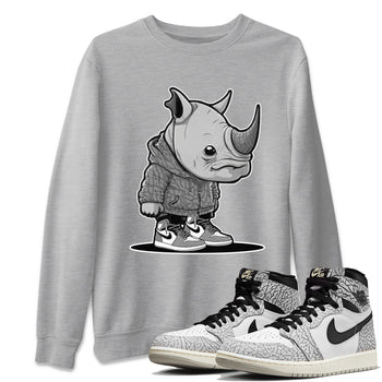 Air Jordan 1 White Cement Sneaker Match Tees Rhino Boy Sneaker Tees Air Jordan 1 White Cement Sneaker Release Tees Unisex Shirts Heather Grey 1