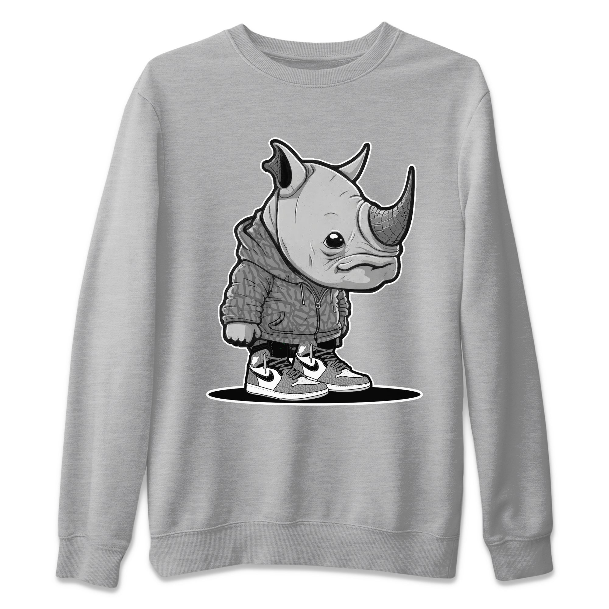 Air Jordan 1 White Cement Sneaker Match Tees Rhino Boy Sneaker Tees Air Jordan 1 White Cement Sneaker Release Tees Unisex Shirts Heather Grey 2