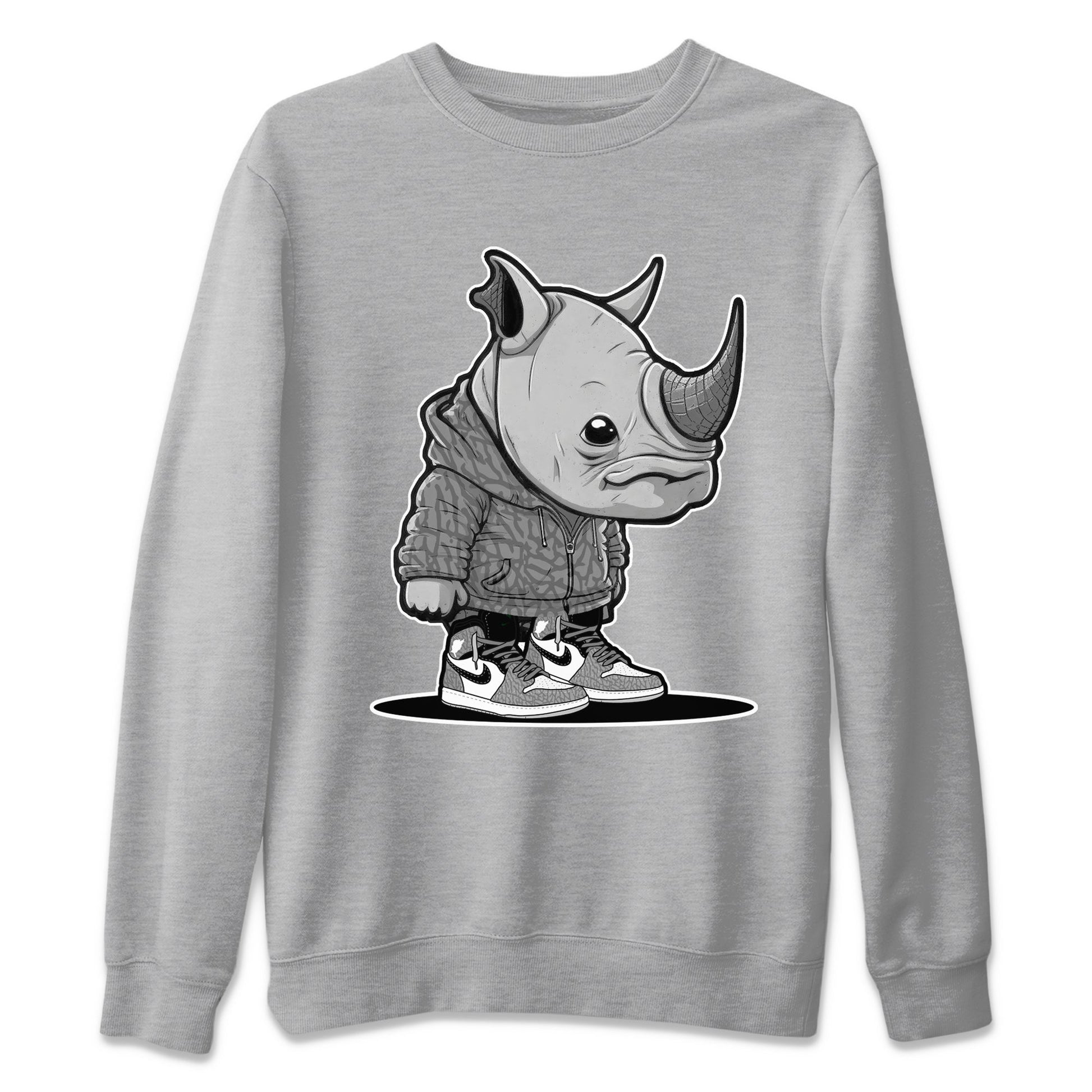 Air Jordan 1 White Cement Sneaker Match Tees Rhino Boy Sneaker Tees Air Jordan 1 White Cement Sneaker Release Tees Unisex Shirts Heather Grey 2