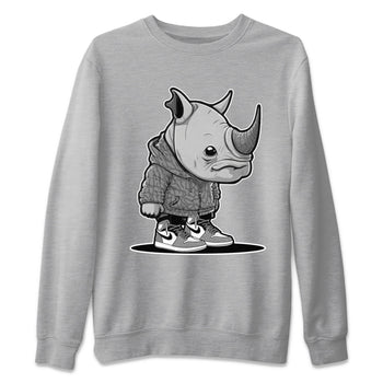 Air Jordan 1 White Cement Sneaker Match Tees Rhino Boy Sneaker Tees Air Jordan 1 White Cement Sneaker Release Tees Unisex Shirts Heather Grey 2