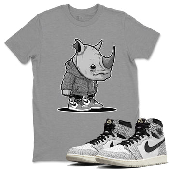 Air Jordan 1 White Cement Sneaker Match Tees Rhino Boy Sneaker Tees Air Jordan 1 White Cement Sneaker Release Tees Unisex Shirts Heather Grey 1