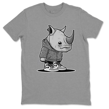 Air Jordan 1 White Cement Sneaker Match Tees Rhino Boy Sneaker Tees Air Jordan 1 White Cement Sneaker Release Tees Unisex Shirts Heather Grey 2