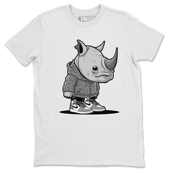 Air Jordan 1 White Cement Sneaker Match Tees Rhino Boy Sneaker Tees Air Jordan 1 White Cement Sneaker Release Tees Unisex Shirts White 2