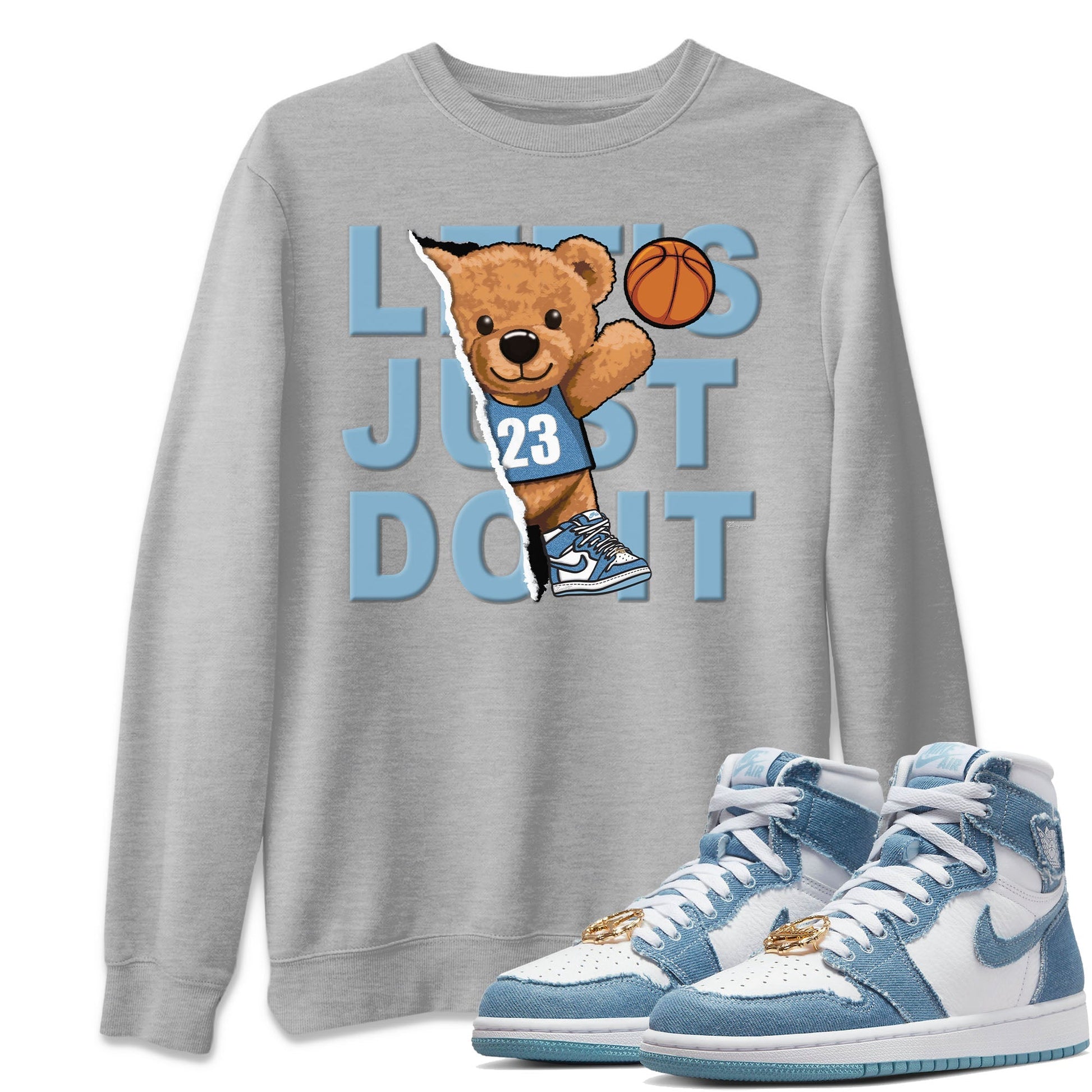 Jordan 1 Denim Sneaker Match Tees Rib Out Bear Sneaker Tees Jordan 1 Denim Sneaker Release Tees Unisex Shirts