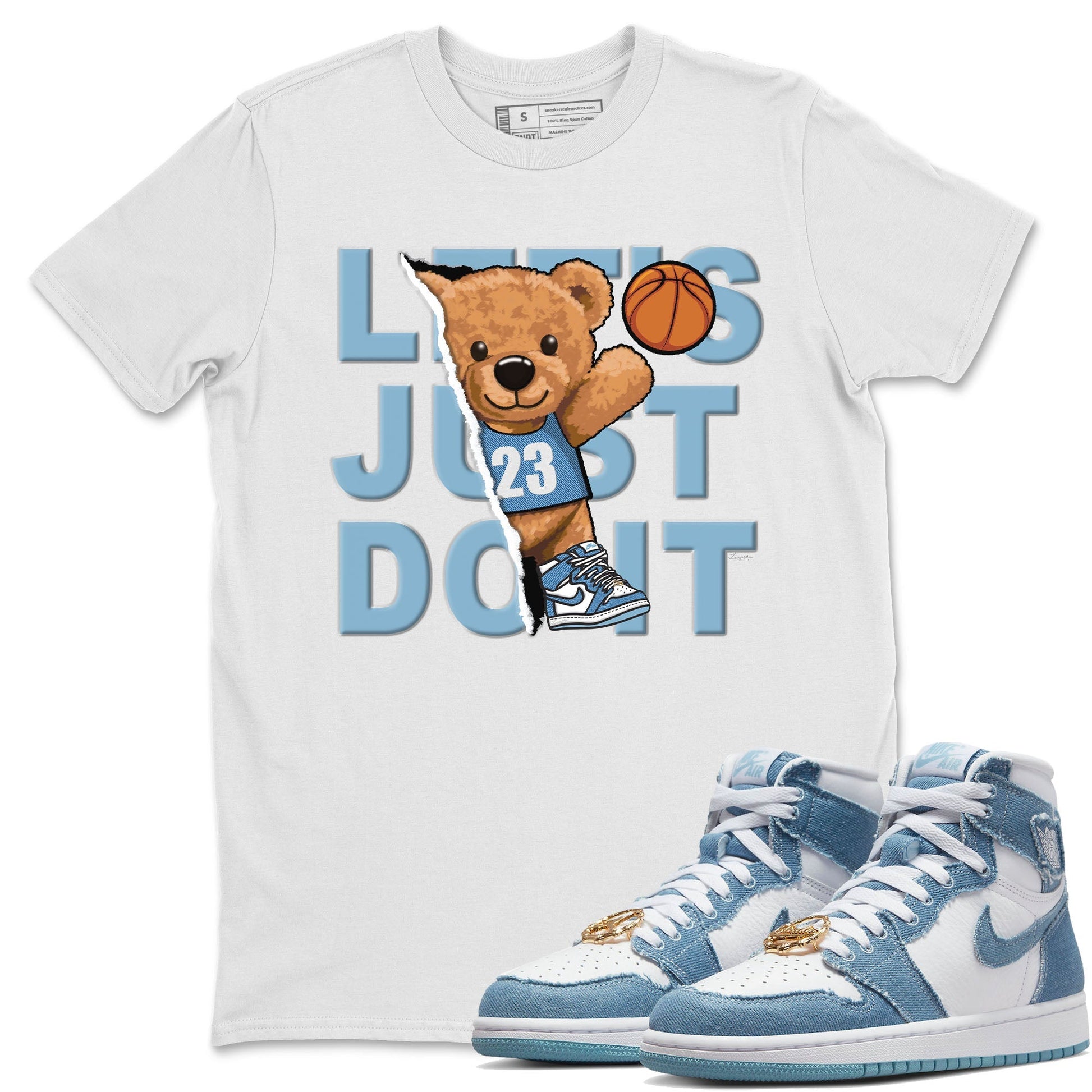 Jordan 1 Denim Sneaker Match Tees Rib Out Bear Sneaker Tees Jordan 1 Denim Sneaker Release Tees Unisex Shirts