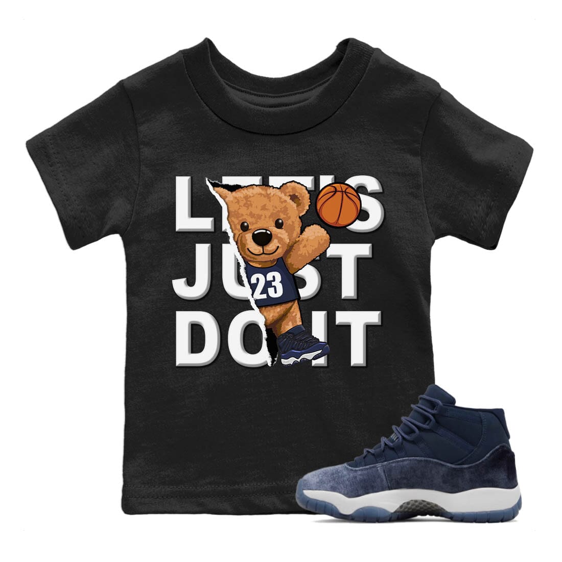 Jordan 11 Midnight Navy Sneaker Match Tees Rib Out Bear Sneaker Tees Jordan 11 Midnight Navy Sneaker Release Tees Kids Shirts