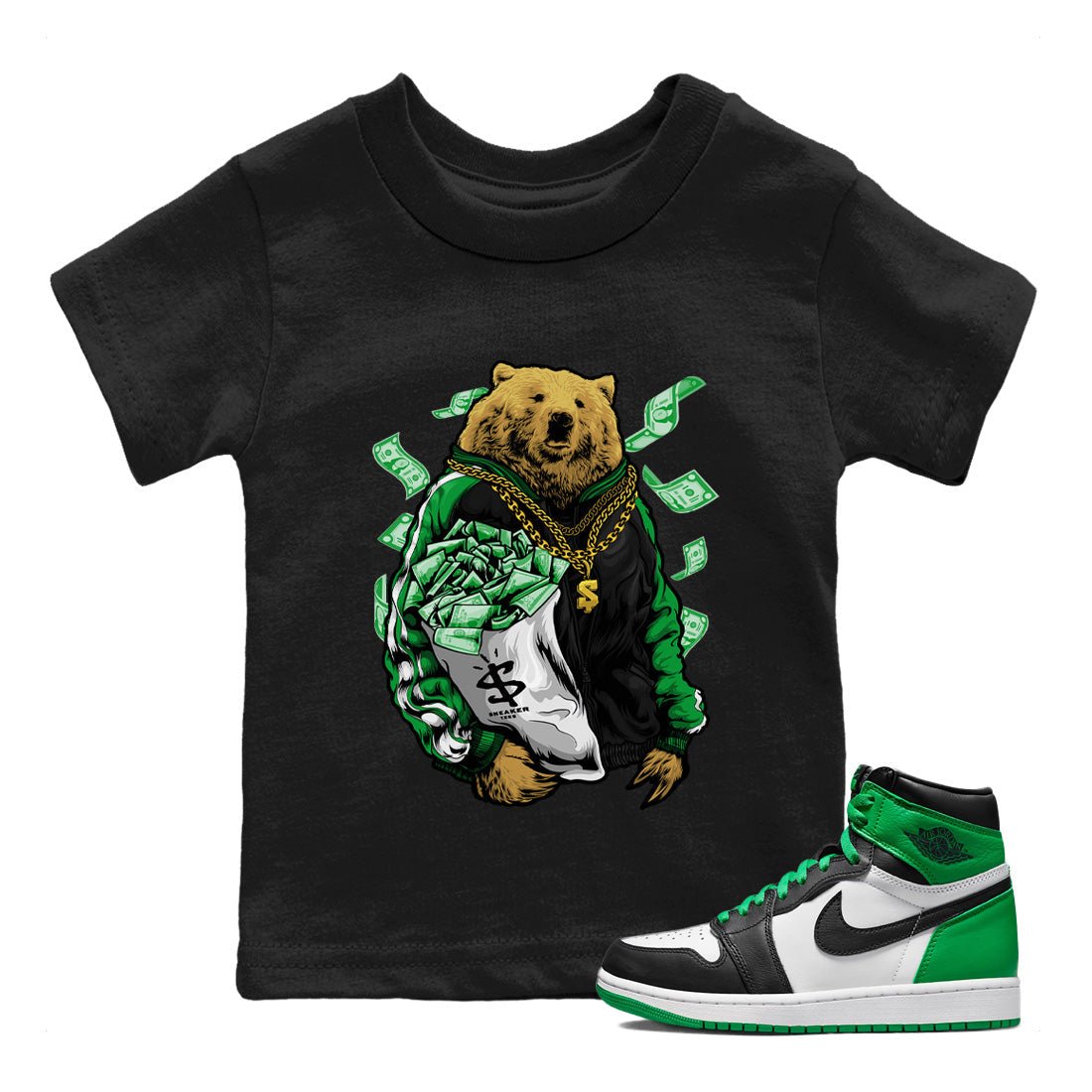 Air Jordan 1 Celtics Sneaker Match Tees Rich Bear Sneaker Tees Air Jordan 1 Retro Celtics Sneaker Release Tees Kids Shirts Black 1