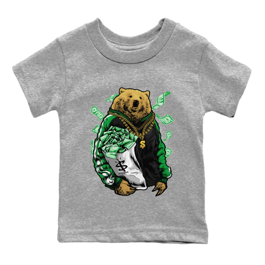 Air Jordan 1 Celtics Sneaker Match Tees Rich Bear Sneaker Tees Air Jordan 1 Retro Celtics Sneaker Release Tees Kids Shirts Heather Grey 2