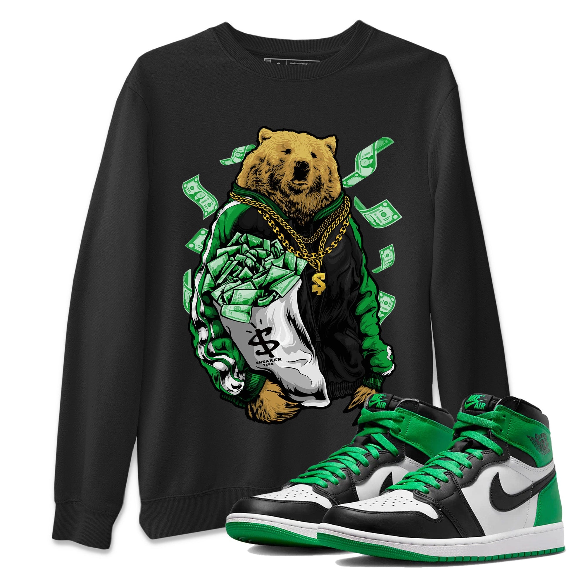 Air Jordan 1 Celtics Sneaker Match Tees Rich Bear Sneaker Tees Air Jordan 1 Retro Celtics Sneaker Release Tees Unisex Shirts Black 1