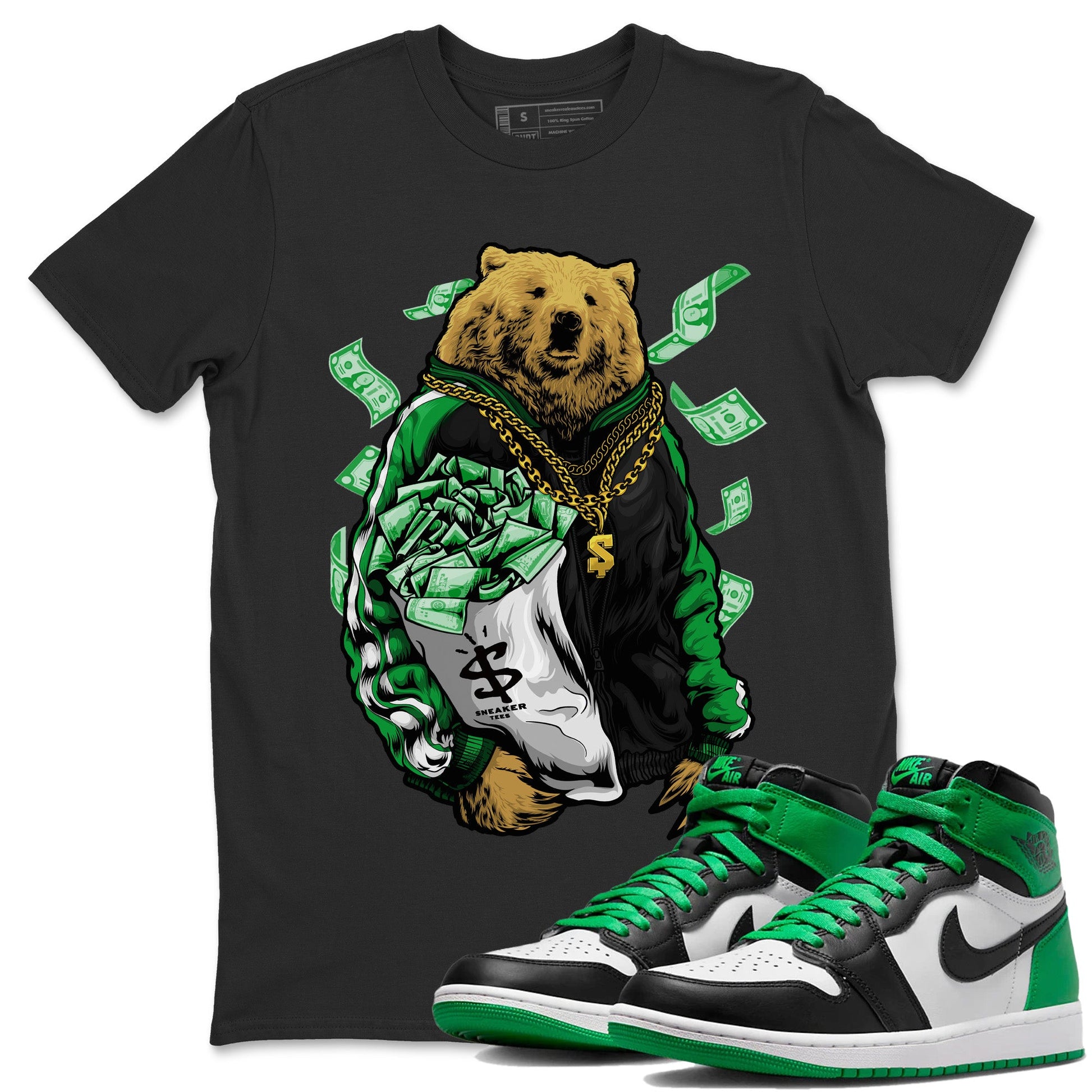 Air Jordan 1 Celtics Sneaker Match Tees Rich Bear Sneaker Tees Air Jordan 1 Retro Celtics Sneaker Release Tees Unisex Shirts Black 1