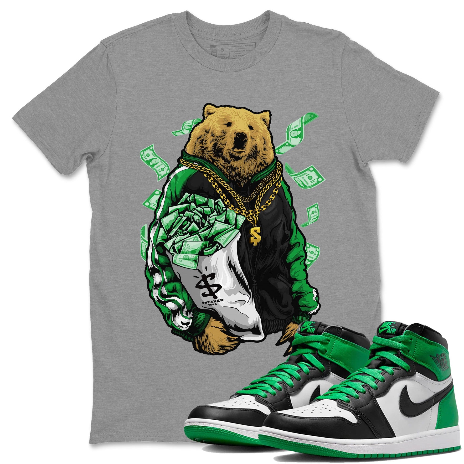 Air Jordan 1 Celtics Rich Bear Crew Neck Sneaker Tees Air Jordan 1 Retro Celtics Sneaker T-Shirts Size Chart