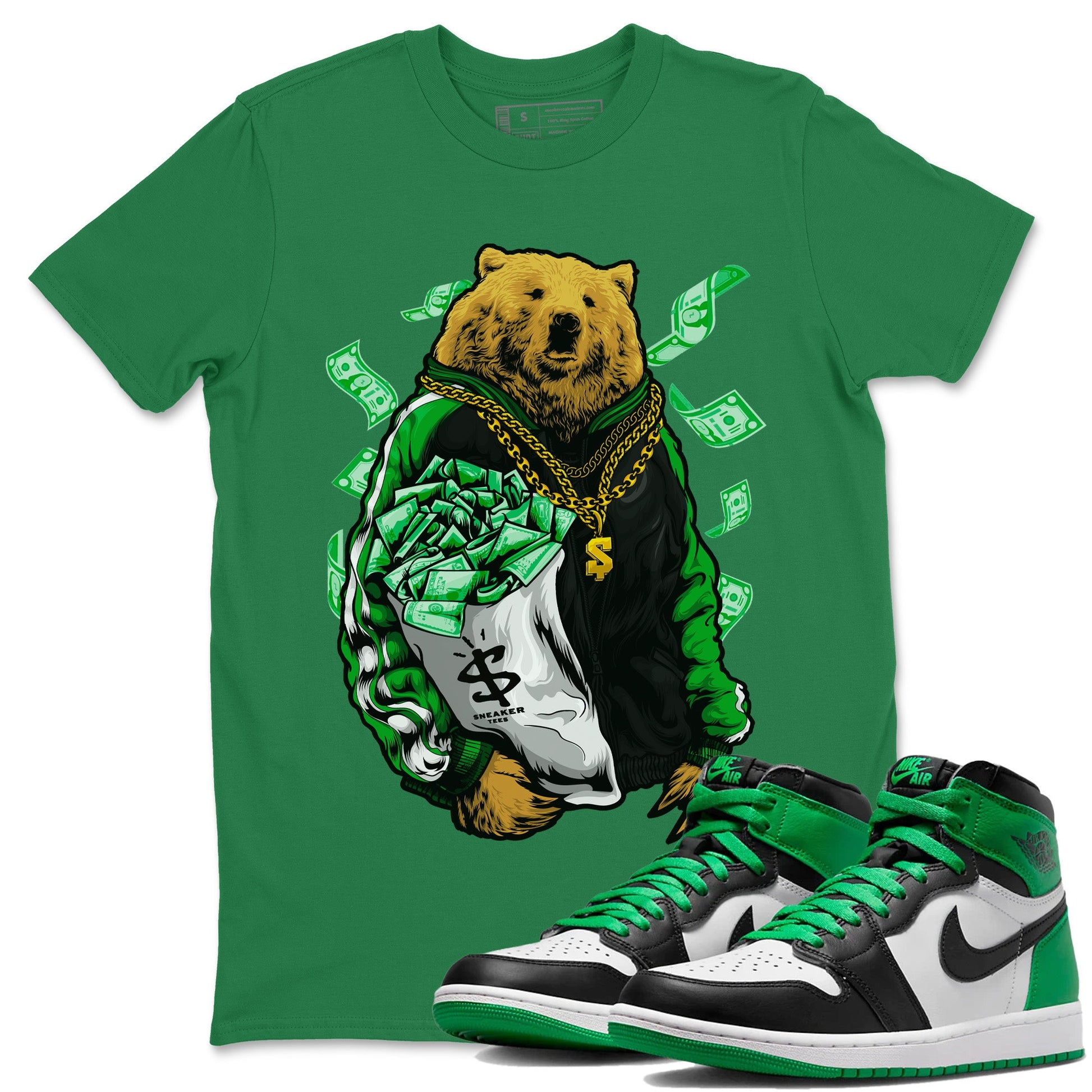 Air Jordan 1 Celtics Rich Bear Crew Neck Sneaker Tees Air Jordan 1 Retro Celtics Sneaker T-Shirts Washing and Care Tip