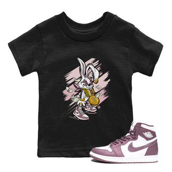 Jordan 1 High OG Mauve shirt to match jordans Rich Bunny sneaker tees Air Jordan 1 Mauve SNRT Sneaker Tees Casual Crew Neck T-Shirt Baby Toddler Black 1 T-Shirt