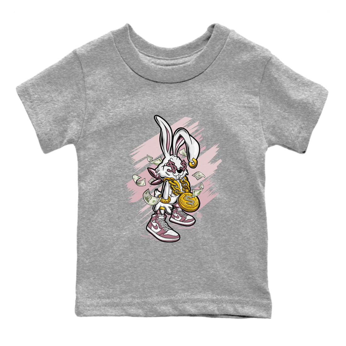 Jordan 1 High OG Mauve shirt to match jordans Rich Bunny sneaker tees Air Jordan 1 Mauve SNRT Sneaker Tees Casual Crew Neck T-Shirt Baby Toddler Heather Grey 2 T-Shirt