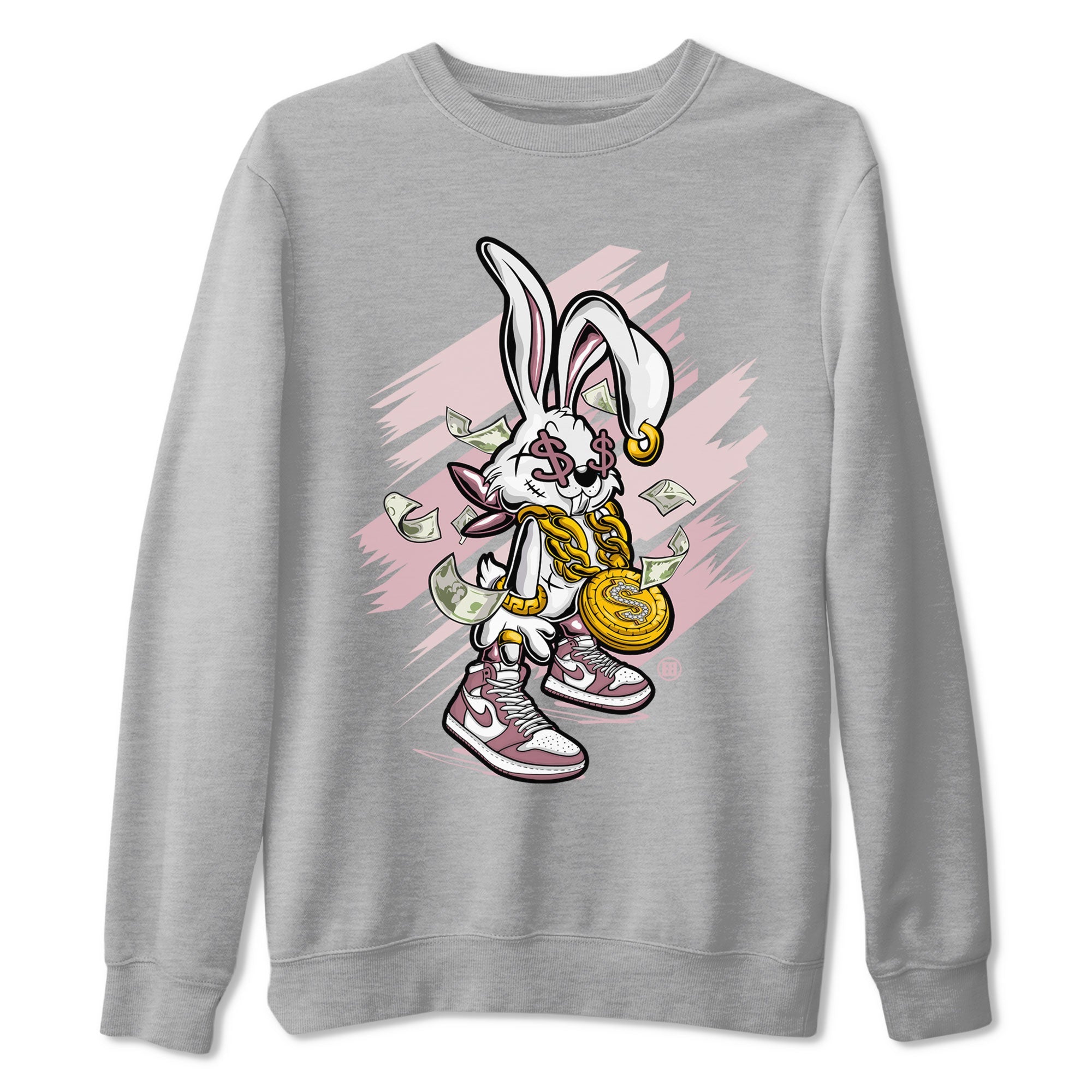 Jordan 1 High OG Mauve shirt to match jordans Rich Bunny sneaker tees Air Jordan 1 Mauve SNRT Sneaker Tees Casual Crew Neck T-Shirt Unisex Heather Grey 2 T-Shirt