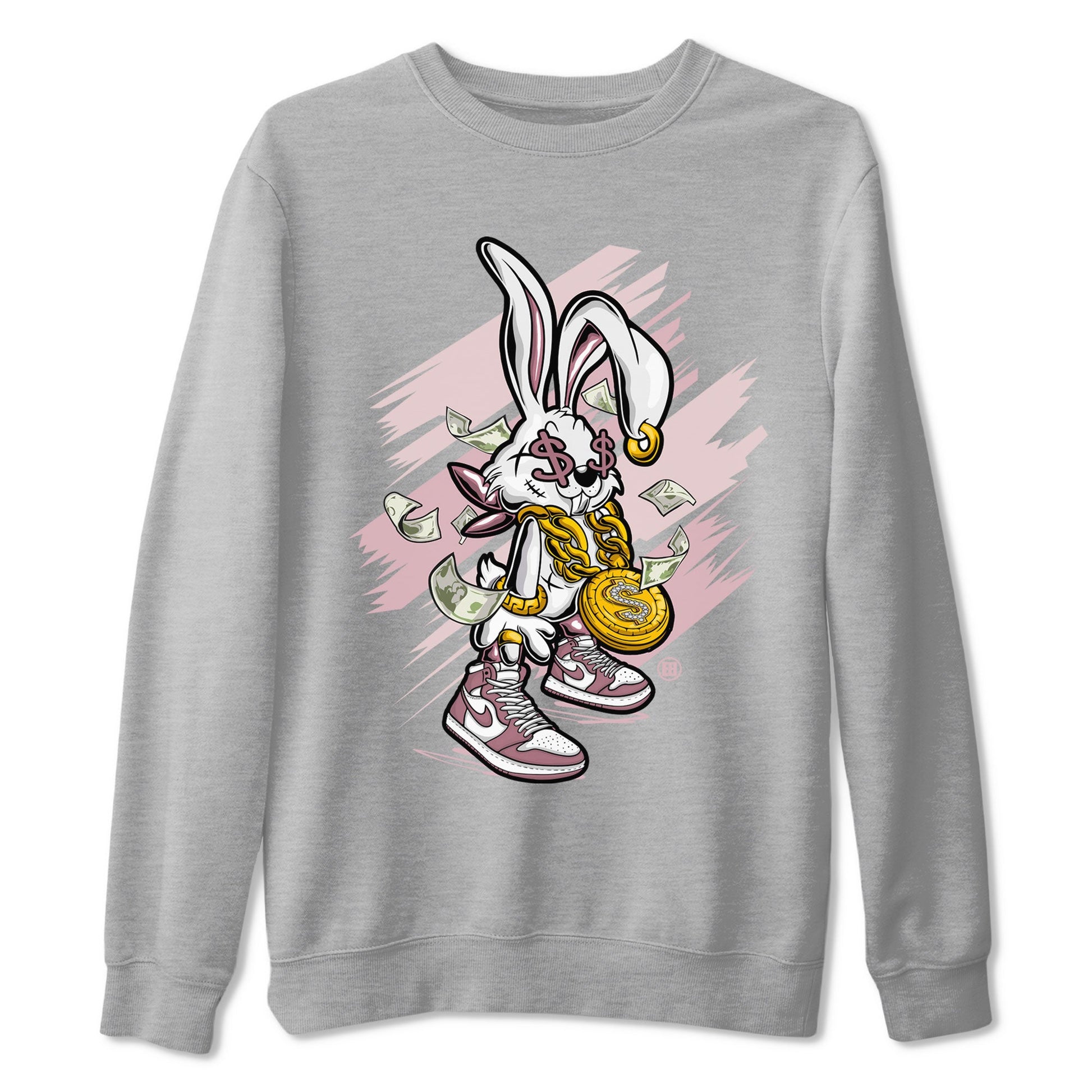 Jordan 1 High OG Mauve shirt to match jordans Rich Bunny sneaker tees Air Jordan 1 Mauve SNRT Sneaker Tees Casual Crew Neck T-Shirt Unisex Heather Grey 2 T-Shirt