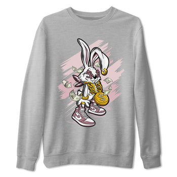 Jordan 1 High OG Mauve shirt to match jordans Rich Bunny sneaker tees Air Jordan 1 Mauve SNRT Sneaker Tees Casual Crew Neck T-Shirt Unisex Heather Grey 2 T-Shirt