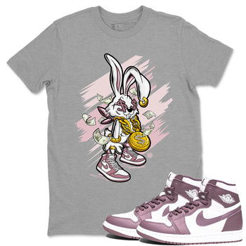 Jordan 1 High OG Mauve shirt to match jordans Rich Bunny sneaker tees Air Jordan 1 Mauve SNRT Sneaker Tees Casual Crew Neck T-Shirt Unisex Heather Grey 1 T-Shirt
